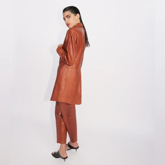 NWT Zara Limited Edition Leather Shirt Dress Small - Picture 4 of 13